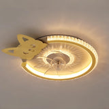 Ventilateur de plafond enfant moderne doré avec lumière LED dimmable moteur DC silencieux 3 vitesses mode été hiver
