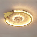 Ventilateur de plafond enfant moderne doré avec lumière LED dimmable moteur DC silencieux 3 vitesses mode été hiver