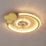 Ventilateur de plafond enfant moderne doré avec lumière LED dimmable moteur DC silencieux 3 vitesses mode été hiver