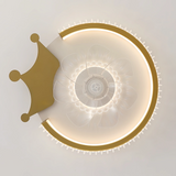 Ventilateur de plafond enfant moderne doré avec lumière LED dimmable moteur DC silencieux 3 vitesses mode été hiver