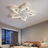 Ventilateur de plafond lumière fleur silencieux dimmable moteur DC avec télécommande mode été hiver Ø50 cm pour chambre