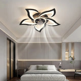 Ventilateur de plafond lumière fleur silencieux dimmable moteur DC avec télécommande mode été hiver Ø50 cm pour chambre