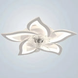 Ventilateur de plafond lumière fleur silencieux dimmable moteur DC avec télécommande mode été hiver Ø50 cm pour chambre