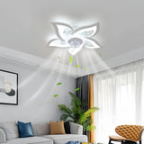 Ventilateur de plafond lumière fleur silencieux dimmable moteur DC avec télécommande mode été hiver Ø50 cm pour chambre