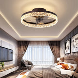 Ventilateur plafond silencieux lumière moderne moteur DC 6 vitesses LED dimmable Ø 50 cm pour chambre