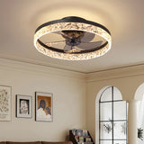 Ventilateur plafond silencieux lumière moderne moteur DC 6 vitesses LED dimmable Ø 50 cm pour chambre