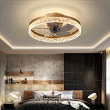 Ventilateur plafond silencieux lumière moderne moteur DC 6 vitesses LED dimmable Ø 50 cm pour chambre