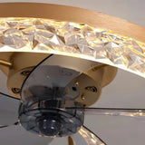 Ventilateur plafond silencieux lumière moderne moteur DC 6 vitesses LED dimmable Ø 50 cm pour chambre