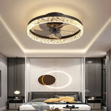 Ventilateur plafond silencieux lumière moderne moteur DC 6 vitesses LED dimmable Ø 50 cm pour chambre