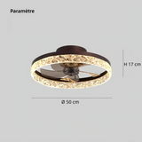 Ventilateur plafond silencieux lumière moderne moteur DC 6 vitesses LED dimmable Ø 50 cm pour chambre
