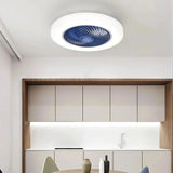Ventilateur de plafond silencieux sans pales avec lumière LED dimmable rond moderne mode été hiver pour chambre