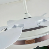 Ventilateur de plafond silencieux avec lumière LED moderne à 6 pales moteur DC 6 vitesses mode été hiver et minuterie Ø 132 cm pour salon