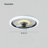 Ventilateur de plafond silencieux avec lumière moderne LED dimmable 3 vitesses Ø 50 cm pour chambre