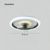 Ventilateur de plafond silencieux avec lumière moderne rond dimmable Ø 50 cm pour chambre