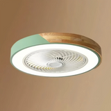 Ventilateur de plafond silencieux avec lumière LED dimmable rond scandinave couleur macaron moteur DC 6 vitesses mode été hiver pour chambre