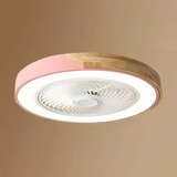 Ventilateur de plafond silencieux avec lumière LED dimmable rond scandinave couleur macaron moteur DC 6 vitesses mode été hiver pour chambre