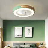 Ventilateur de plafond silencieux avec lumière LED dimmable rond scandinave couleur macaron moteur DC 6 vitesses mode été hiver pour chambre