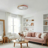 Ventilateur de plafond silencieux avec lumière LED dimmable rond scandinave couleur macaron moteur DC 6 vitesses mode été hiver pour chambre