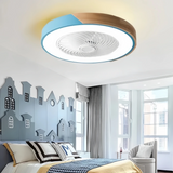 Ventilateur de plafond silencieux avec lumière LED dimmable rond scandinave couleur macaron moteur DC 6 vitesses mode été hiver pour chambre
