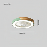 Ventilateur de plafond silencieux avec lumière LED dimmable rond scandinave couleur macaron moteur DC 6 vitesses mode été hiver pour chambre