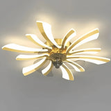 Ventilateur plafond design moderne avec lumière LED dimmable silencieux réversible 6 vitesses pour chambre