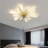 Ventilateur plafond design moderne avec lumière LED dimmable silencieux réversible 6 vitesses pour chambre