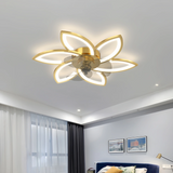 Ventilateur plafond design moderne avec lumière LED dimmable silencieux réversible 6 vitesses pour chambre