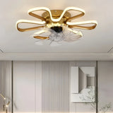 Ventilateur plafond fleur design moderne avec lumière LED dimmable moteur DC silencieux 3 vitesses minuterie pour chambre