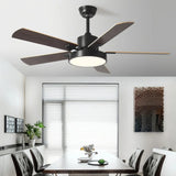 Ventilateur de plafond 5 pales en bois avec lumière scandinave moteur DC silencieux 6 vitesses mode été hiver pour salon
