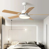 Ventilateur de plafond 5 pales en bois avec lumière scandinave moteur DC silencieux 6 vitesses mode été hiver pour salon