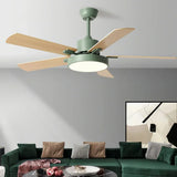 Ventilateur plafond 5 pales bois avec lumière LED scandinave silencieux 6 vitesses réversible pour salon