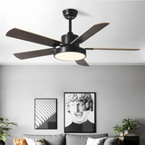 Ventilateur plafond 5 pales bois avec lumière LED scandinave silencieux 6 vitesses réversible pour salon