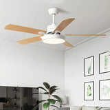 Ventilateur plafond 5 pales bois avec lumière LED scandinave silencieux 6 vitesses réversible pour salon