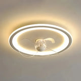 Ventilateur de plafond avec lumière LED rond blanc moderne dimmable silencieux pour chambre