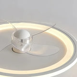 Ventilateur de plafond avec lumière LED rond blanc moderne dimmable silencieux pour chambre