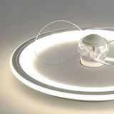 Ventilateur de plafond avec lumière LED rond blanc moderne dimmable silencieux pour chambre
