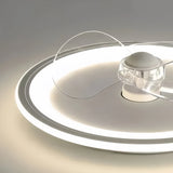 Ventilateur de plafond avec lumière rond blanc moderne LED dimmable moteur DC silencieux 6 vitesses mode été hiver pour chambre