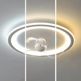 Ventilateur de plafond avec lumière rond blanc moderne LED dimmable moteur DC silencieux 6 vitesses mode été hiver pour chambre