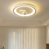 Ventilateur de plafond avec lumière LED rond blanc moderne dimmable silencieux pour chambre
