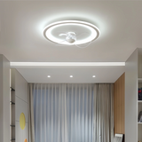 Ventilateur de plafond avec lumière rond blanc moderne LED dimmable moteur DC silencieux 6 vitesses mode été hiver pour chambre