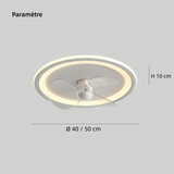 Ventilateur de plafond avec lumière LED rond blanc moderne dimmable silencieux pour chambre