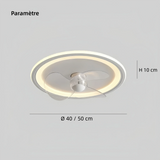 Ventilateur de plafond avec lumière rond blanc moderne LED dimmable moteur DC silencieux 6 vitesses mode été hiver pour chambre