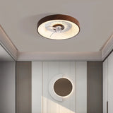 Ventilateur de plafond avec lumière silencieux rond scandinave LED dimmable réversible Ø 50 cm pour chambre