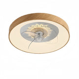 Ventilateur de plafond avec lumière silencieux rond scandinave LED dimmable réversible Ø 50 cm pour chambre
