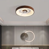 Ventilateur de plafond avec lumière silencieux rond scandinave LED dimmable réversible Ø 50 cm pour chambre