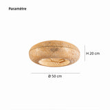 Ventilateur de plafond bohème en bambou avec lumière réversible à 6 vitesses pour chambre