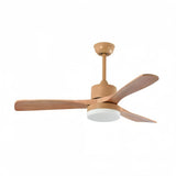 Ventilateur de plafond en bois scandinave avec lumière LED silencieux à 3 vitesses et télécommande pour salon