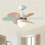 Ventilateur de plafond enfant avec lumière LED macaron silencieux moteur DC télécommande mode été hiver 3 vitesses