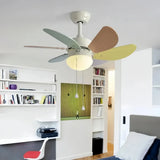 Ventilateur de plafond enfant coloré avec lumière LED silencieux moteur DC 3 vitesses mode été hiver télécommande minuterie