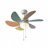 Ventilateur de plafond enfant coloré avec lumière LED silencieux moteur DC 3 vitesses mode été hiver télécommande minuterie